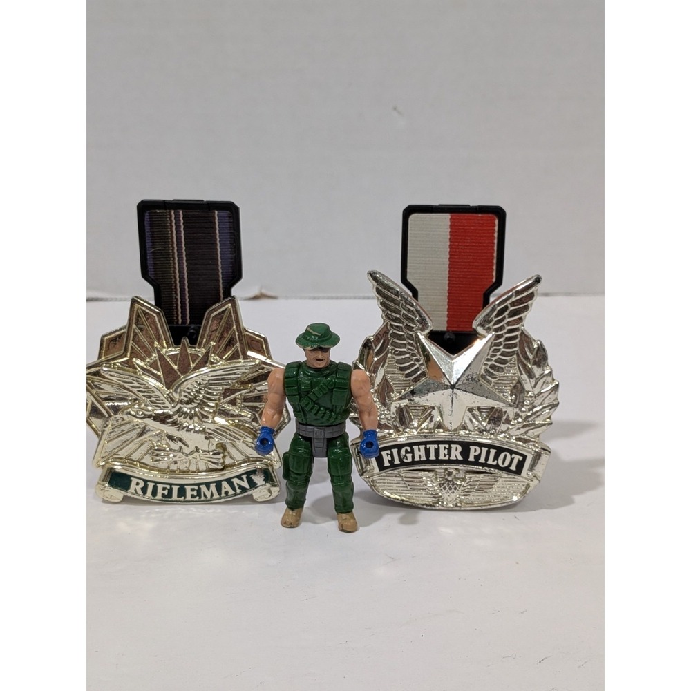 MEN OF MEDAL lot Vintage Figure Military Badge Action Figure Holders 80s Vintage